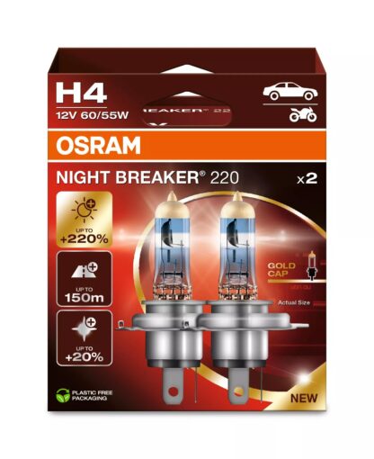 OSRAM NIGHT BREAKER 220, Lampe frontale halogène pour éclairage routier, 64193NB220-2HB, 12 V, boîte pliante suspendue (emballage écologique) (2 pièces) – Image 5