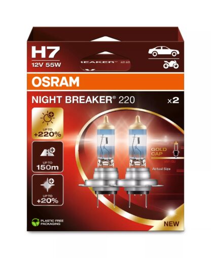 OSRAM NIGHT BREAKER 220, Lampe frontale halogène pour éclairage routier, 64210NB220-2HB, 12 V, boîte pliante suspendue (emballage écologique) (2 pièces) – Image 5