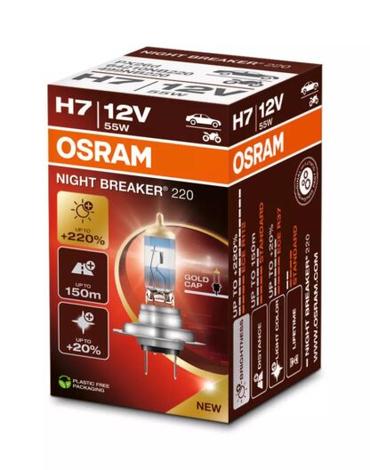 OSRAM NIGHT BREAKER 220, Lampe frontale halogène pour éclairage routier, 64210NB220, 12 V, boîte pliable (emballage écologique) (1 pièce) – Image 5