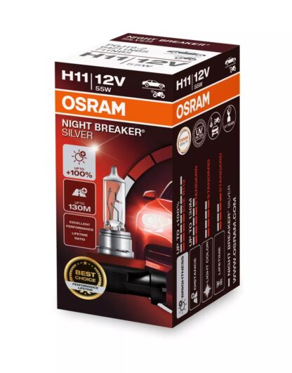 Lampe de phare halogène OSRAM NIGHT BREAKER SILVER H11, 64211NBS, 12 V, 3 200 K, boîte pliable (emballage écologique) (1 pièce) – Image 3