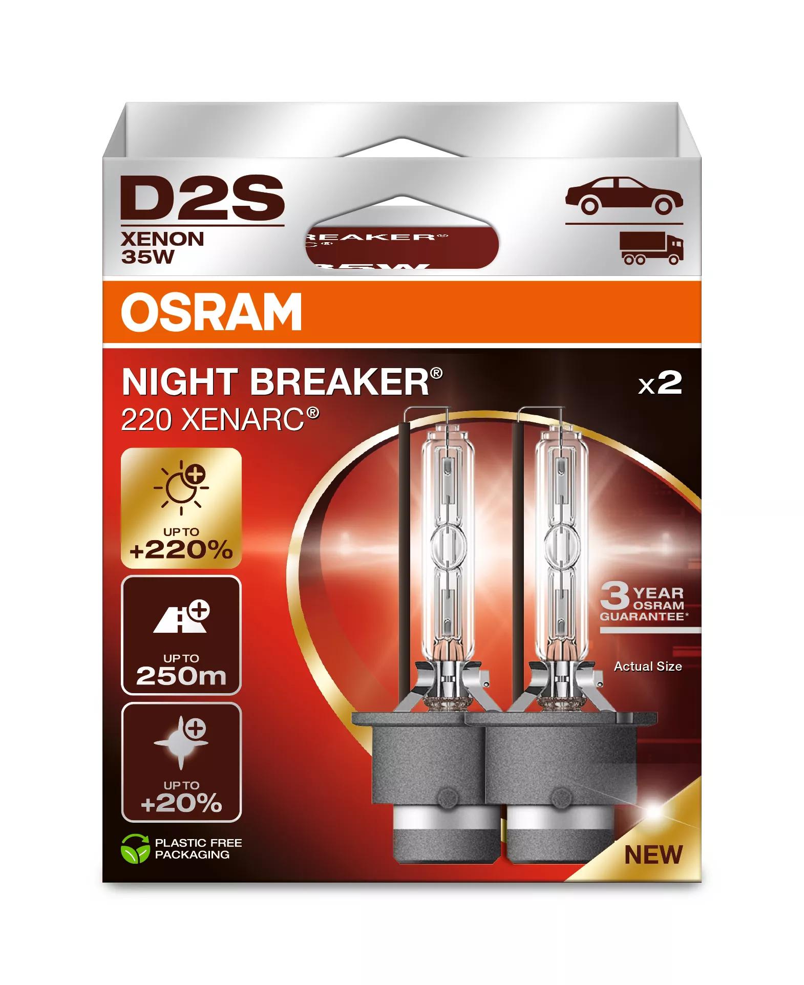 Lampe frontale OSRAM XENARC NIGHT BREAKER 220, D2S HID, 66240XN2-2HB, 85 V, 4 500 K, boîte pliante suspendue (emballage écologique) (2 pièces) – Image 5