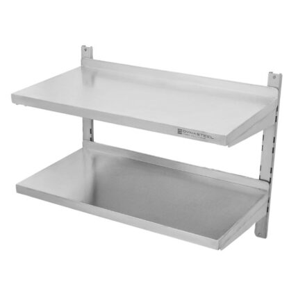 Etagère Murale en Inox sur Crémaillères 2 Niveaux - L 800 x P 400 mm – Image 4