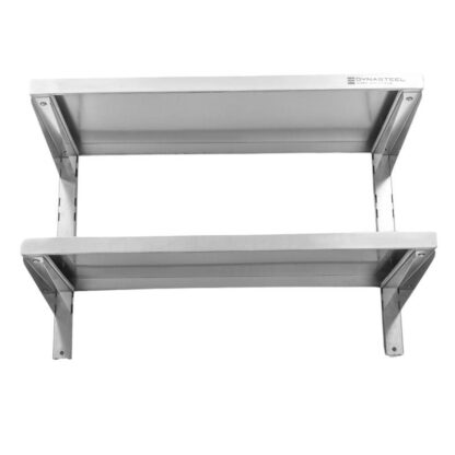 Etagère Murale en Inox sur Crémaillères 2 Niveaux - L 800 x P 400 mm – Image 5