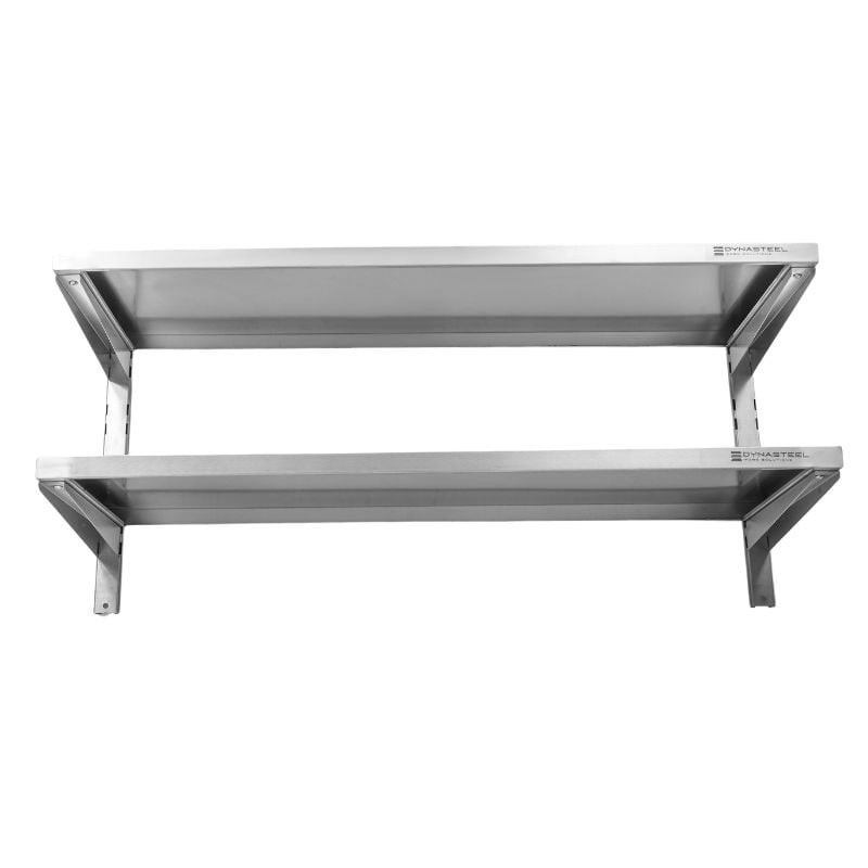 Etagère Murale en Inox sur Crémaillères 2 Niveaux - L 1200 x P 400 mm – Image 3