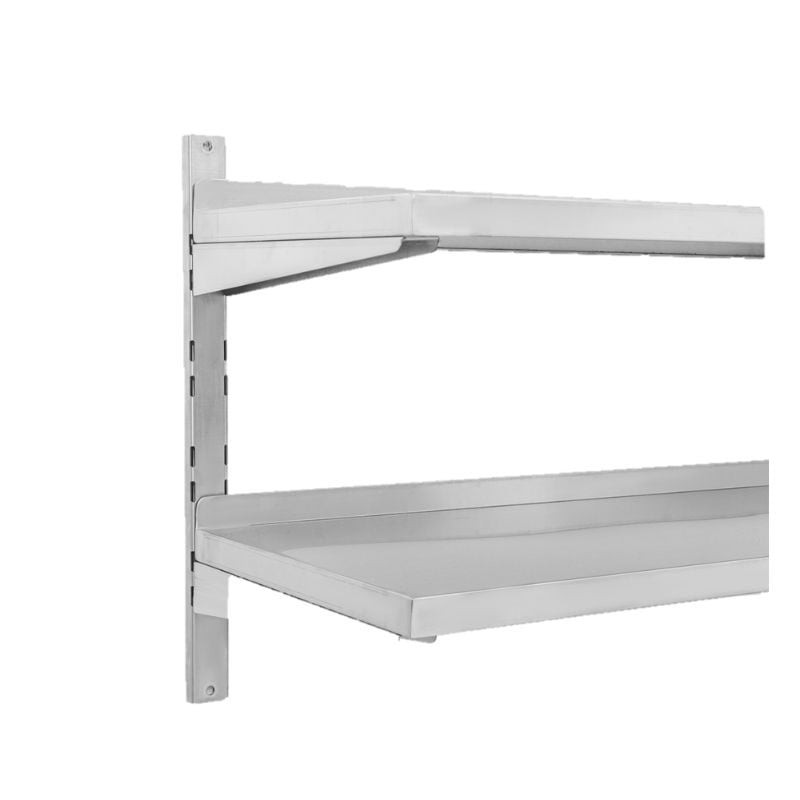 Etagère Murale en Inox sur Crémaillères 2 Niveaux - L 1200 x P 400 mm – Image 5
