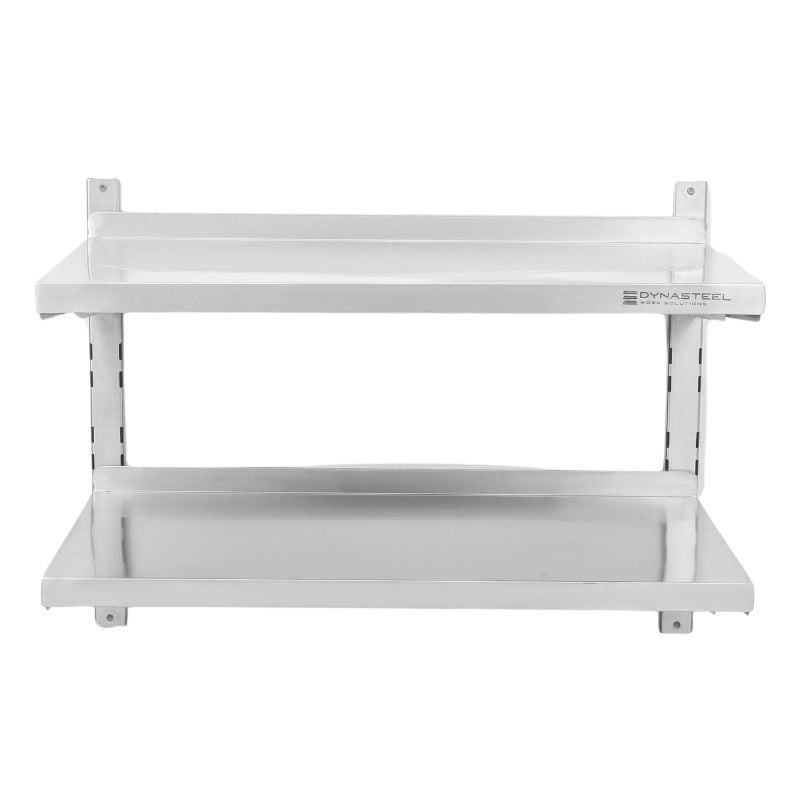 Etagère Murale en Inox sur Crémaillères 2 Niveaux - L 1200 x P 400 mm – Image 6