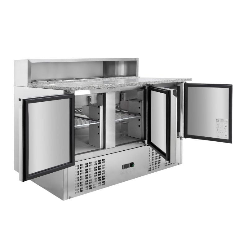 Meuble à Pizza Réfrigéré - 3 Portes - 8 Bacs GN 1/6 – Image 2
