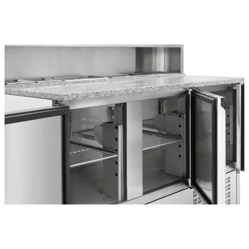Meuble à Pizza Réfrigéré - 3 Portes - 8 Bacs GN 1/6 – Image 3