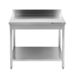 Table Inox avec Dosseret et Etagère - 800 x 600 mm
