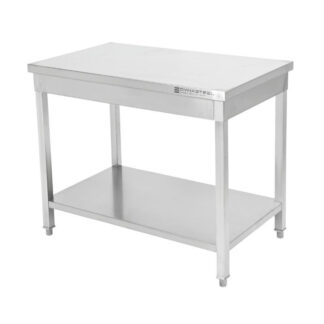 Table Inox Centrale avec Etagère - 600 x 700 mm