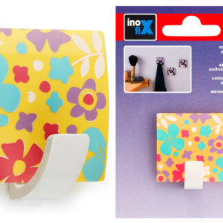 CROCHET ADHESIF DECOR FLEURI JAUNE