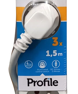 MULTIPRISE X3 ET 2USB BLC INTER 1M5