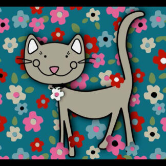 TAPIS VELVET DESSIN CHAT&FLEUR45X75