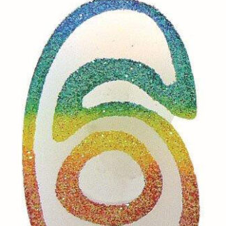 BOUGIE CHIFFRE 6 ARC-EN-CIEL 8CM