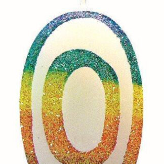 BOUGIE CHIFFRE 0 ARC-EN-CIEL 8CM