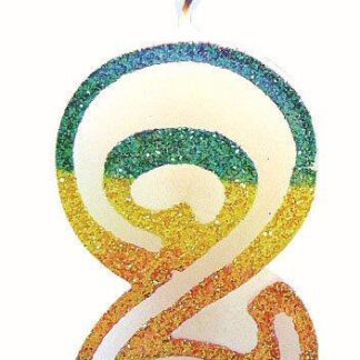 BOUGIE CHIFFRE 2 ARC-EN-CIEL 8CM