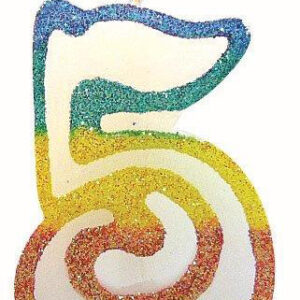 BOUGIE CHIFFRE 5 ARC-EN-CIEL 8CM