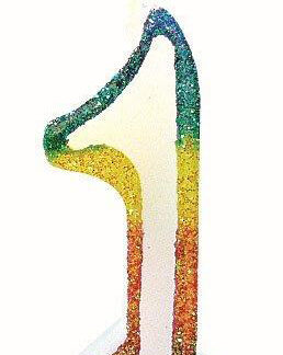 BOUGIE CHIFFRE 1 ARC-EN-CIEL 8CM