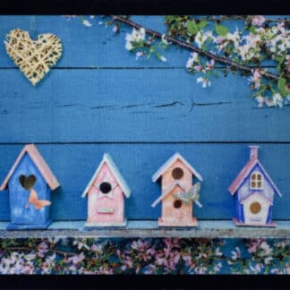 BIRDHOUSES WELCOME TURQUOISE 40X60