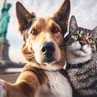 VELVET CAT & DOG SELFIE NY 45X75