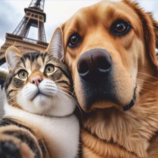 VELVET CAT & DOG SELFIE PARIS 45X75