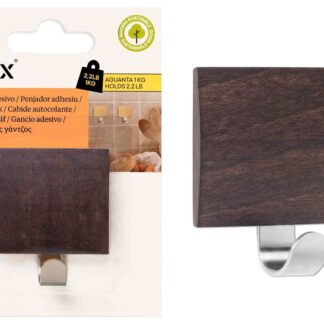 CROCHET ADHESIF ACIER BOIS WENGUE