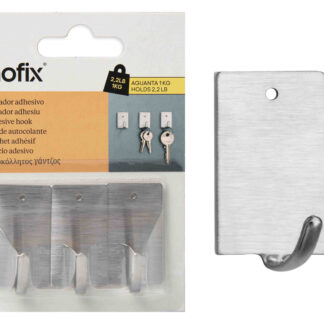 CROCHET ADHESIFX3 ACIER 42X24X21