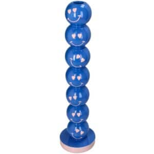 Bougeoir Smiley Boules Bleues 9x9x36cm - Bougeoir