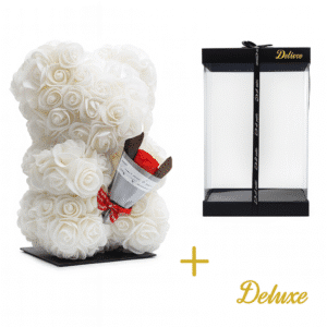 Bière DELUXE sur pied 25cm - mousse blanche avec bouquet - dans un emballage cadeau de luxe 25 cm