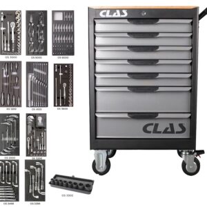 Servante 7 tiroirs + 207 outilsServante d'atelier 7 tiroirs 400Kg L.688 x l.459 x H.1035mm avec 247 outils - EG 7245 - CLAS Equipements