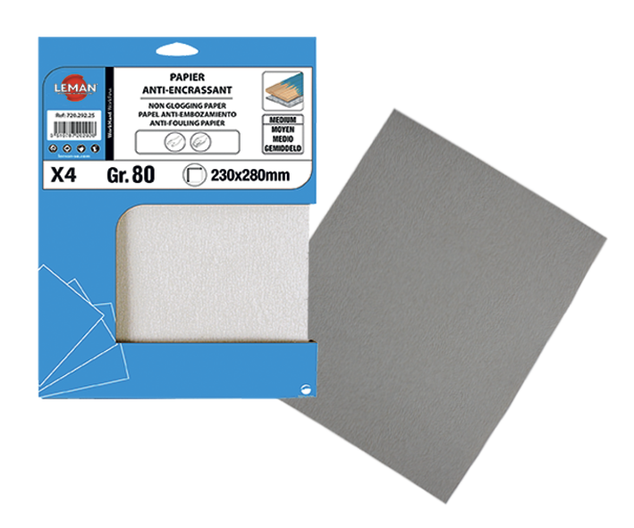 4 FEUILLES PAPIER ANTI-ENCRASSANT 230X280 GR 80 – PA.11 – LEMAN