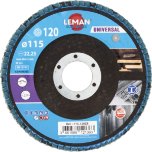 DISQUE A LAMELLES BOMBE D115 GRAIN 120 Zirconium - 115.120ZB - LEMAN
