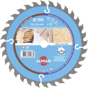 LAME CIRC.HM BOIS D190X2.4X16 Z=32 ALT POS - 365.190.1632 - LEMAN