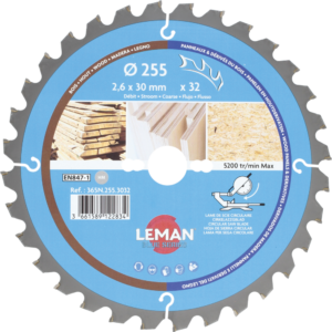 LAME CIRC.HM BOIS D255X2.6X30 Z=32 ALT NEG - 365N.255.3032 - LEMAN