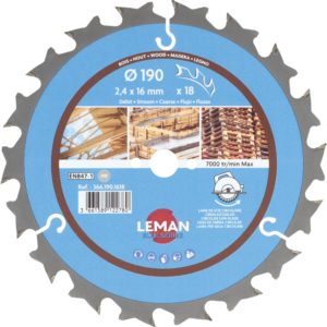LAME CIRC.HM CHANTIER D190X2.4X16 Z=18 ALT POS+AR - 366.190.1618 - LEMAN