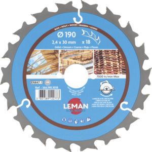 LAME CIRC.HM CHANTIER D190X2.4X30 Z=18 ALT POS+AR - 366.190.3018 - LEMAN