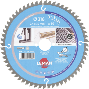 LAME CIRC.HM FINITION D216X2.4X30 Z=60 TRAP-PL NEG - 367.216.3060 - LEMAN