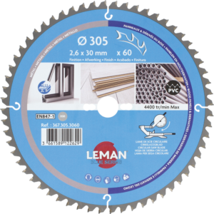 LAME CIRC.HM FINITION D305X2.6X30 Z=60 TRAP-PL NEG - 367.305.3060 - LEMAN