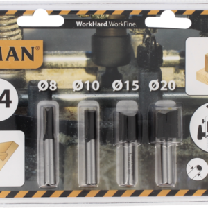 4 MECHES DE DEFONCEUSE CARBURE D8/10/15/20 Q8 BLISTER - 428.700.04 - LEMAN