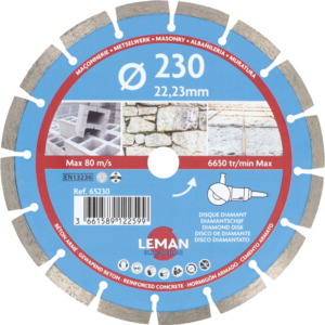 DISQUE DIAMANT SEGM. BETON ARME D230X22.23 HT10 - 65230 - LEMAN