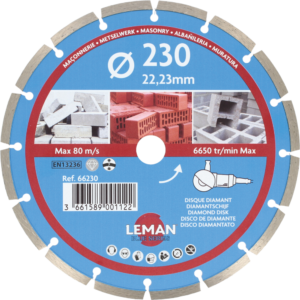 DISQUE DIAMANT SEGMENTS MAÇONNERIE 230X22.23 HT 7 - 66230 - LEMAN