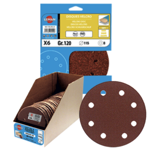 6 DISQUES AUTO-AGRIP. 8 TROUS D115 GR120 CORINDON - 115.08.03 - LEMAN