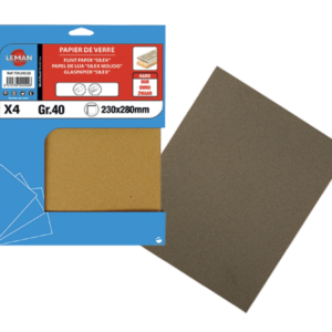 4 FEUILLES PAPIER DE VERRE 230X280 GR120 - PV.03 - LEMAN