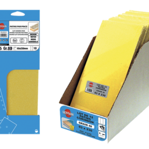 8 PATINS NON PERFORES 93X230 GR 80 CORINDON JAUNE - 93230.00.02 - LEMAN