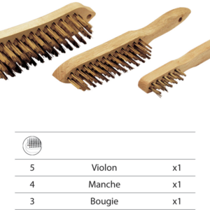 LOT 3 BROSSES VIOLON /BOUGIE FIL ACIER LAITONNE - 710.03 - LEMAN