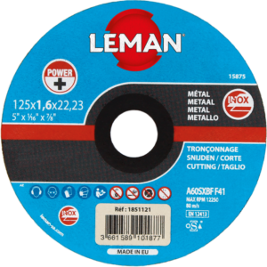 DISQUE TRONC INOX 125X1,6X22,23 INDUSTRIE F41 - 1851121 - LEMAN