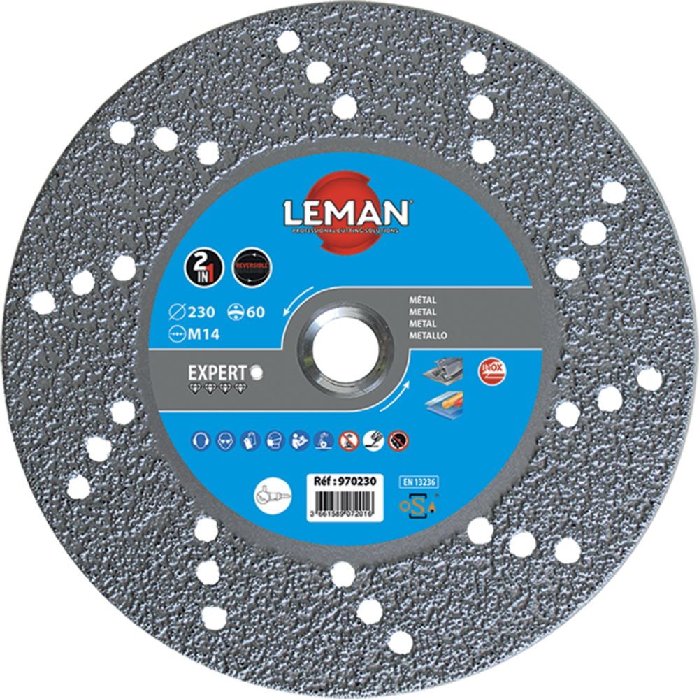DISQUE DIAMANT BRASE Ø125 X M14 EBARBAGE ACIER, FO - 970125 - LEMAN