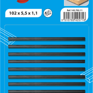 CARTE 10 FERS DE RABOT REVERS. CARBURE 102X5,5X1,1 - 142.702.11 - LEMAN