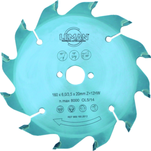 LAME CARBURE A RAINER EN V90° D160X6,0/3,5X20 Z12 - 909.160.2012 - LEMAN