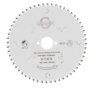 LAME CIRC HM FINE D185X20X2,0 56Z TP NEG ALU - 964C.185.20AL - LEMAN